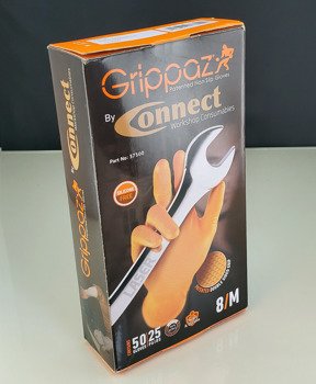 Grippaz 246 Disposable Nitrile Gloves size M 8 Powder-Free ORANGE